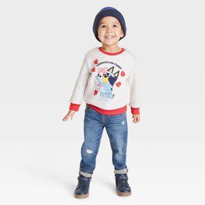 Toddler Boys' Bluey Printed Pullover Sweatshirt Beige 3T